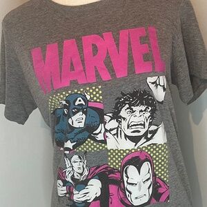 Marvel Character T-Shirt by Mighty Fine in Gray and Pink Juniors Size XL